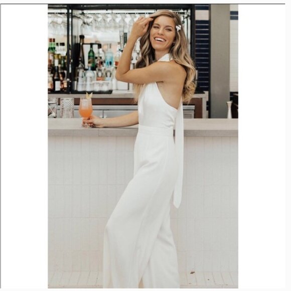 Anthropologie BHLDN White Jill Stuart Jumpsuit Size 4 NWT JB